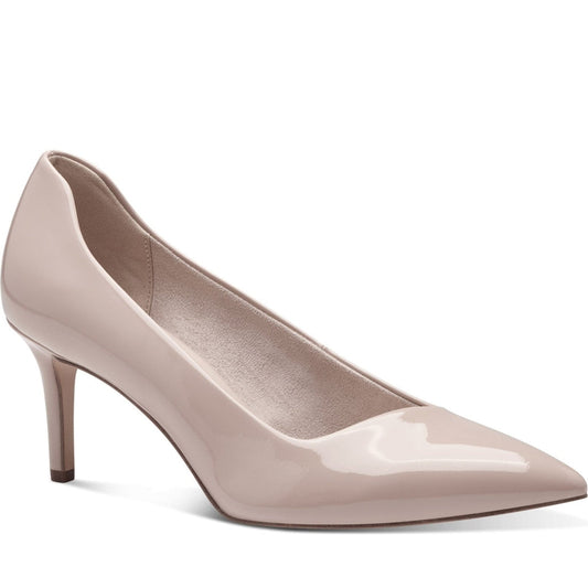 Tamaris womens nude patent elegant closed pumps | Vilbury London