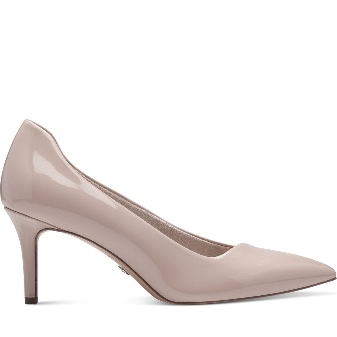 Tamaris womens nude patent elegant closed pumps | Vilbury London