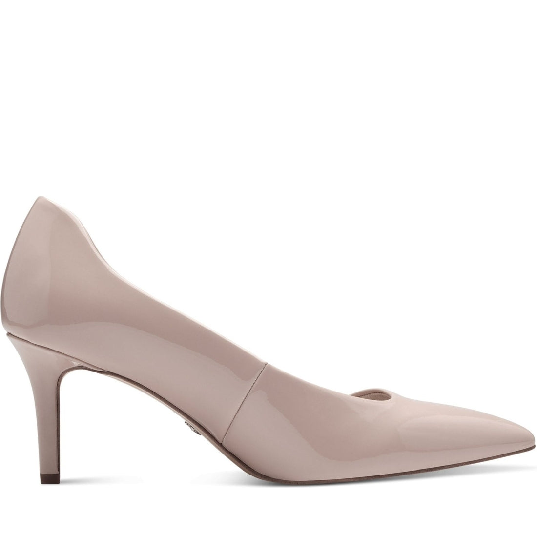 Tamaris womens nude patent elegant closed pumps | Vilbury London