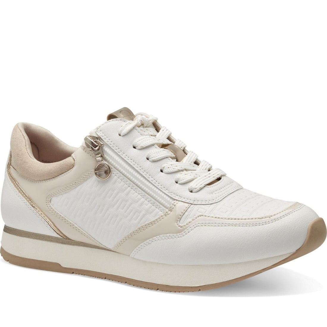 Tamaris womens offwhite comb leisure trainers | Vilbury London