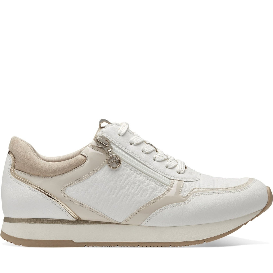 Tamaris womens offwhite comb leisure trainers | Vilbury London