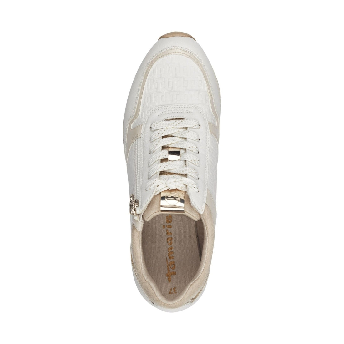 Tamaris womens offwhite comb leisure trainers | Vilbury London