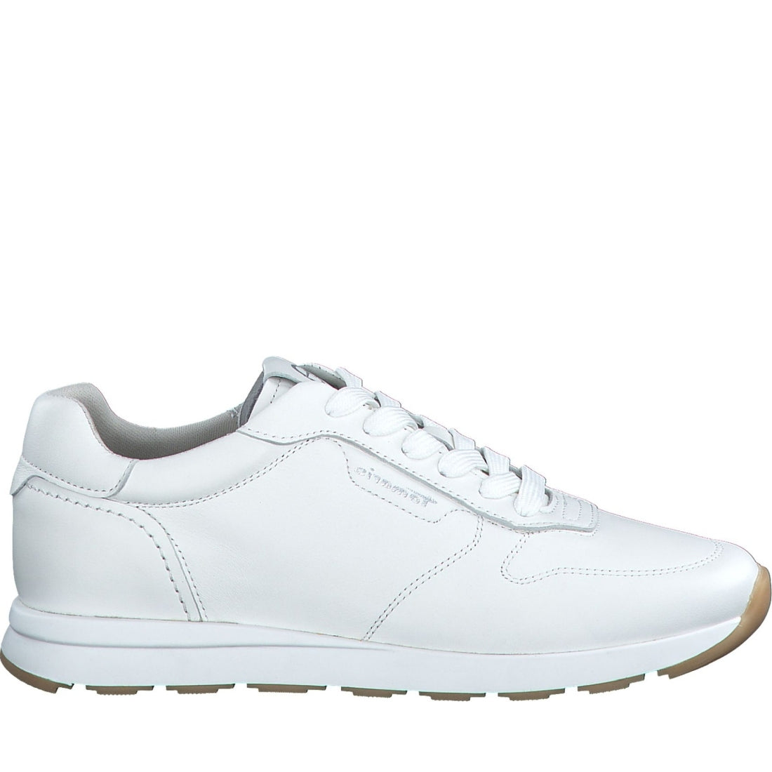 Tamaris womens white leather leisure trainers | Vilbury London