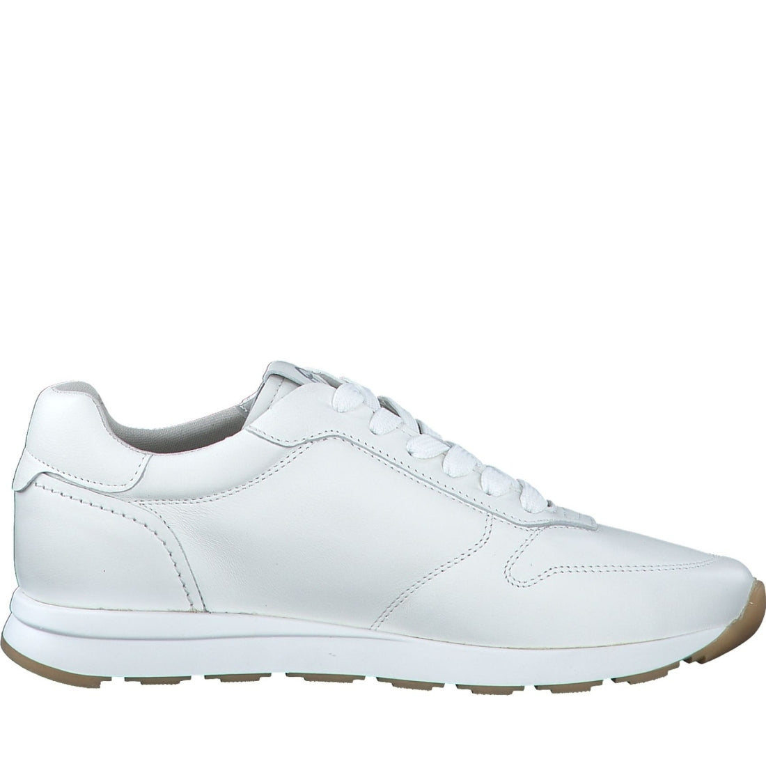 Tamaris womens white leather leisure trainers | Vilbury London