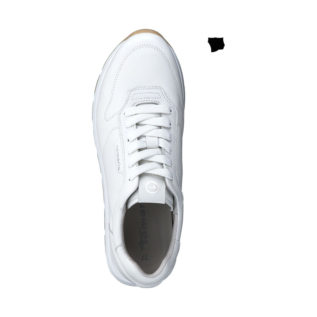 Tamaris womens white leather leisure trainers | Vilbury London