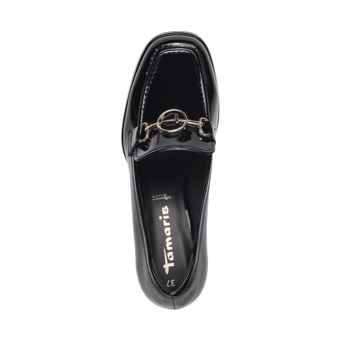 Tamaris womens black patent elegant closed pumps | Vilbury London