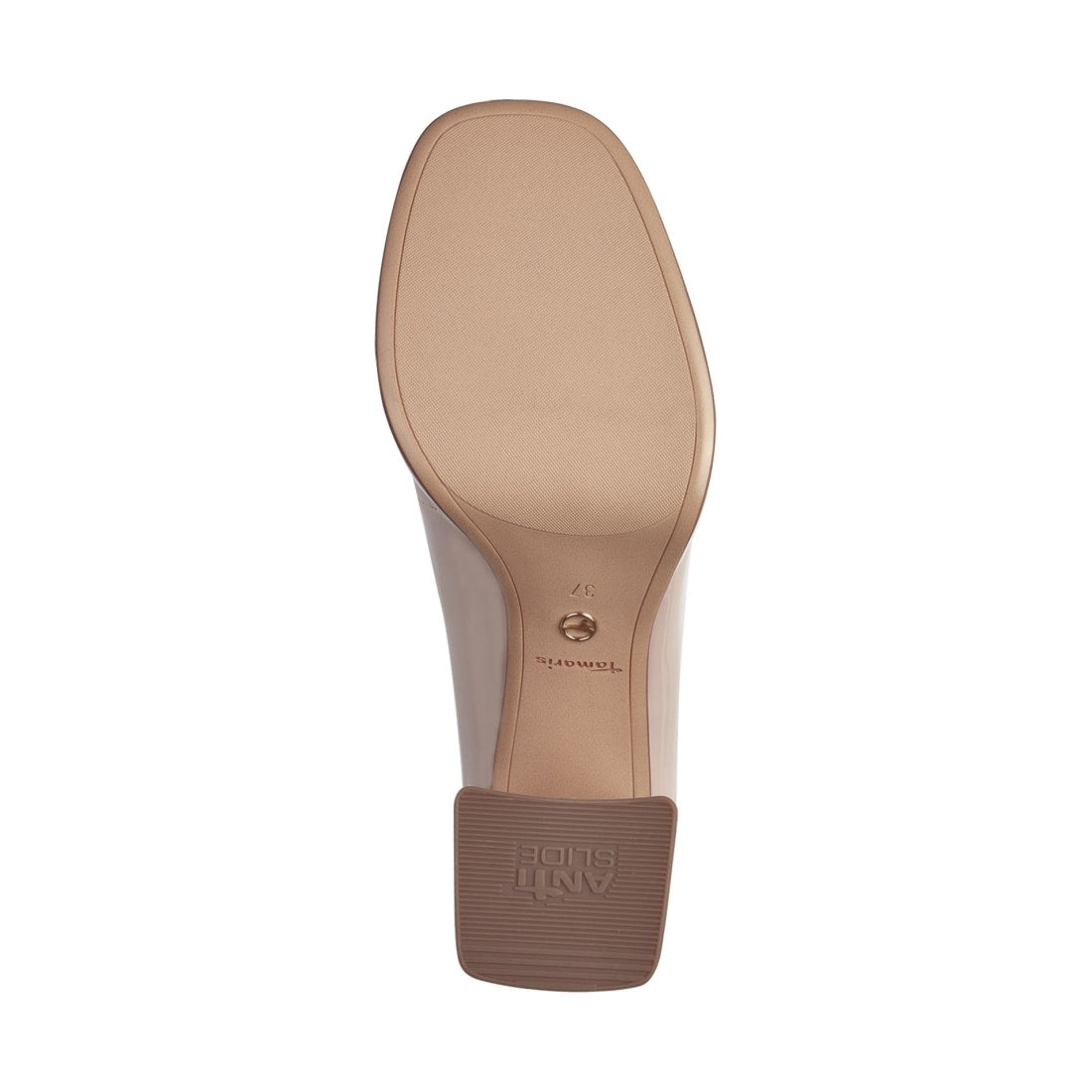 Tamaris womens nude patent elegant closed pumps | Vilbury London