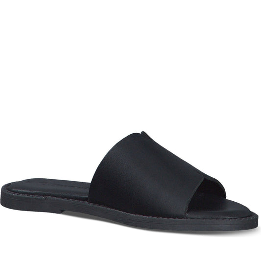 Tamaris womens black casual open slippers | Vilbury London