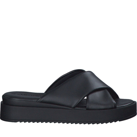 Tamaris womens black casual open slippers | Vilbury London