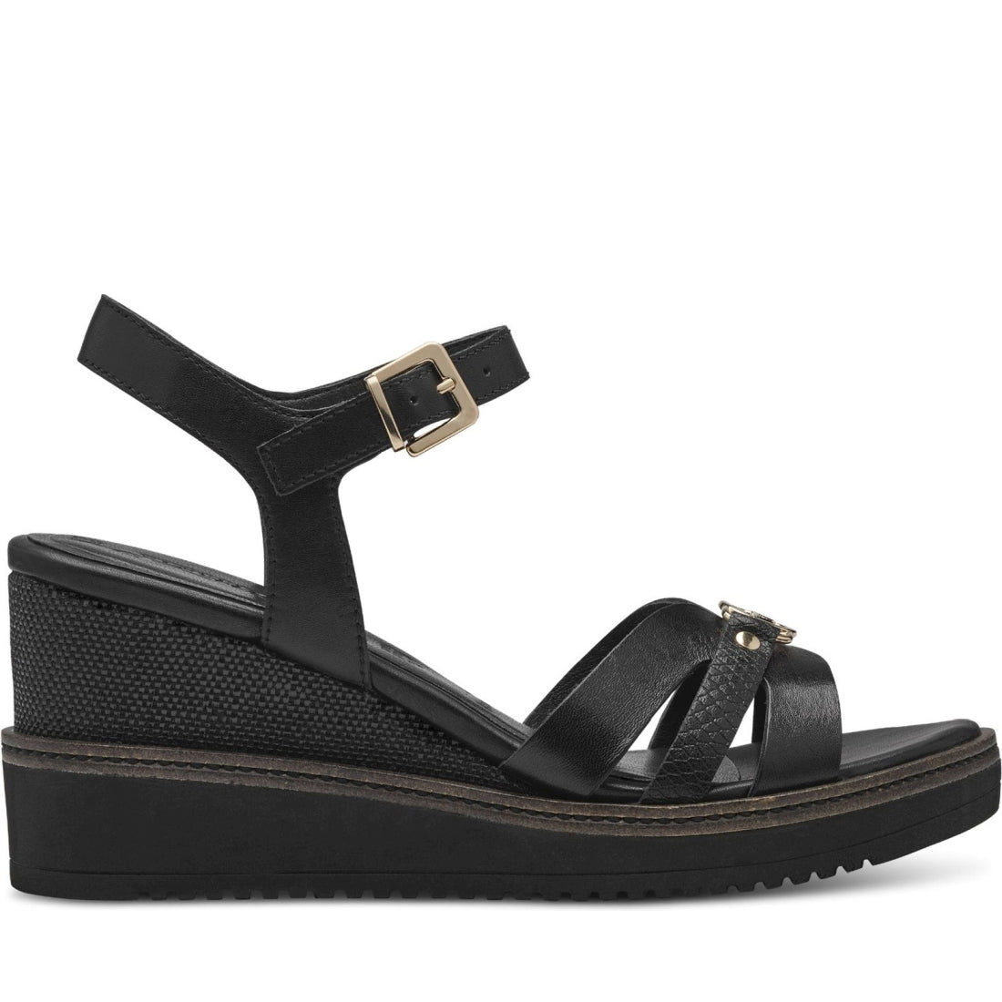 Tamaris womens black casual open sandals | Vilbury London