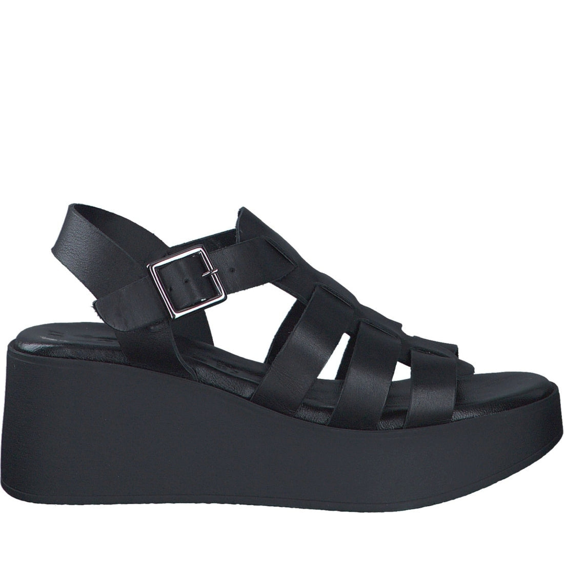 Tamaris womens black casual open sandals | Vilbury London