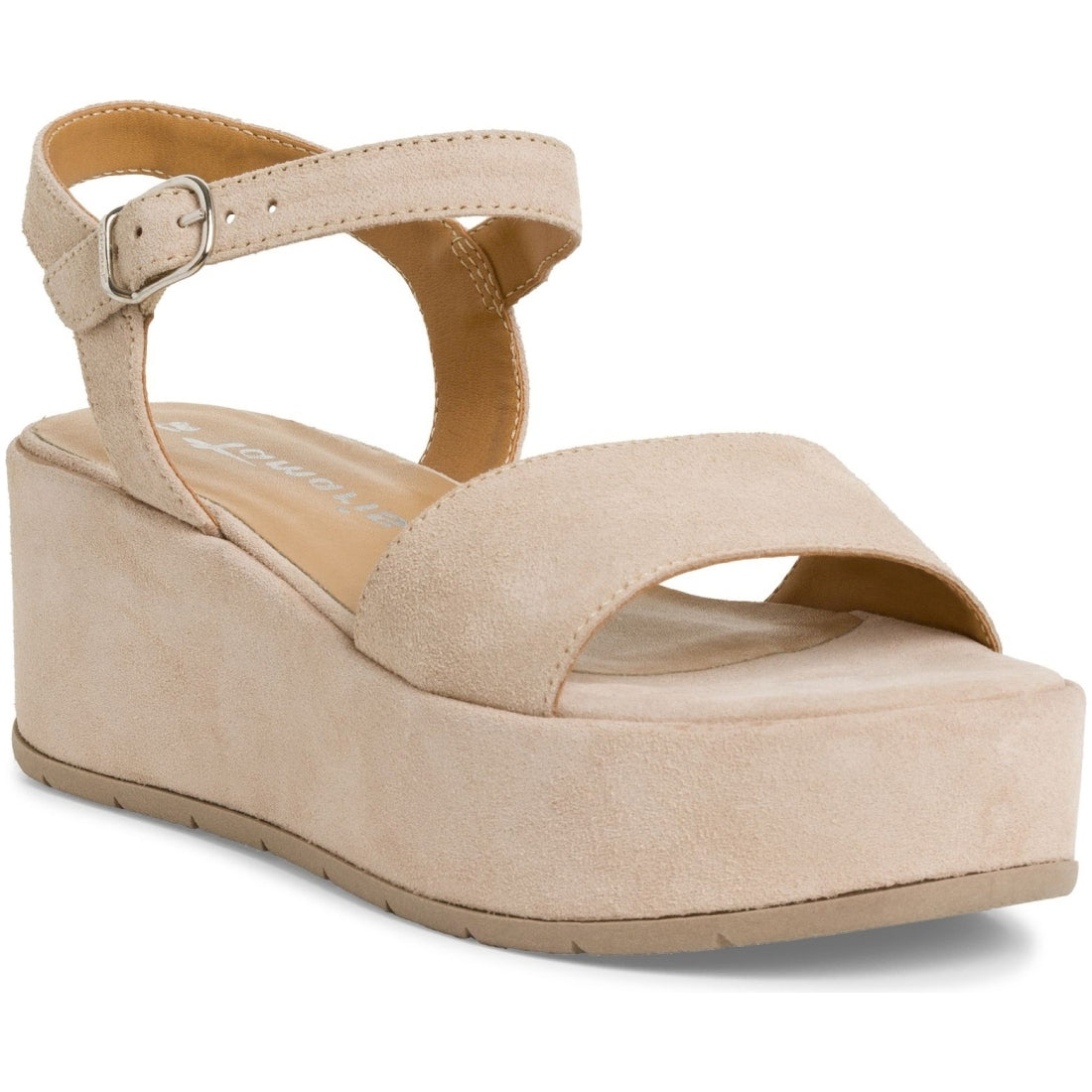 Tamaris womens ivory suede casual open sandals | Vilbury London