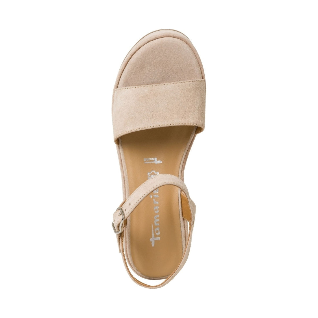 Tamaris womens ivory suede casual open sandals | Vilbury London