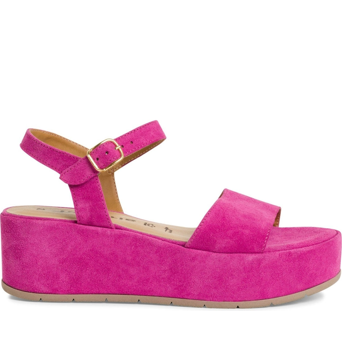 Tamaris womens pink suede casual open sandals | Vilbury London