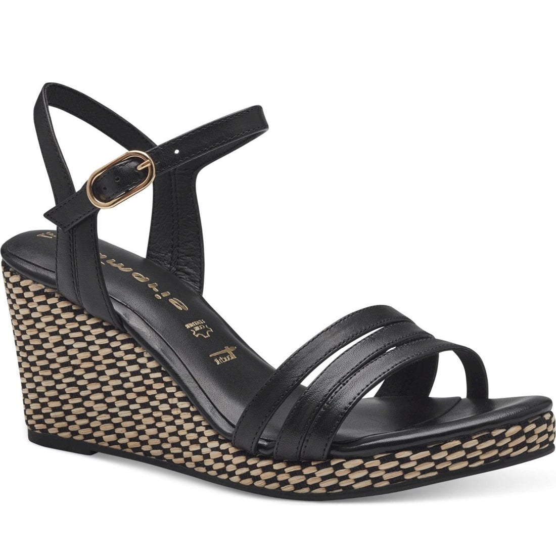 Tamaris womens black casual open sandals | Vilbury London