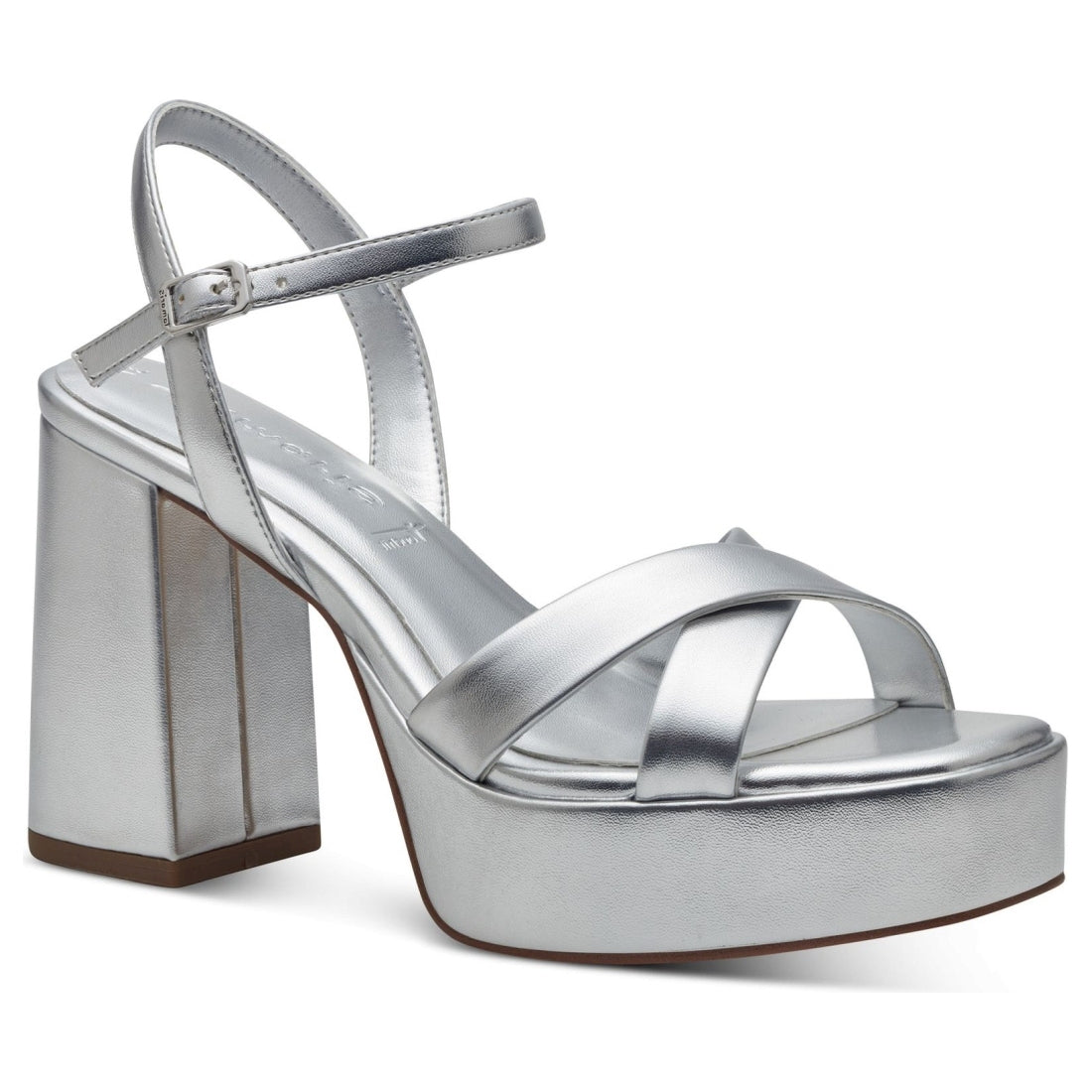 Tamaris womens silver casual open sandals | Vilbury London