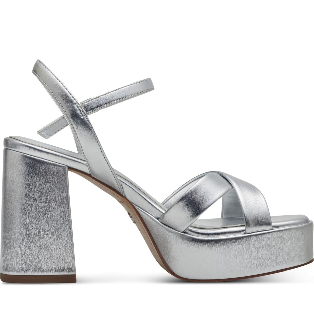 Tamaris womens silver casual open sandals | Vilbury London