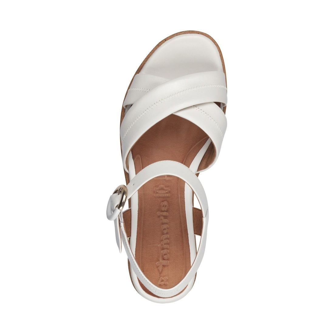 Tamaris womens white leather casual open sandals | Vilbury London