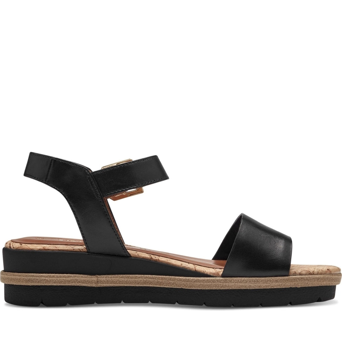 Tamaris womens black casual open sandals | Vilbury London