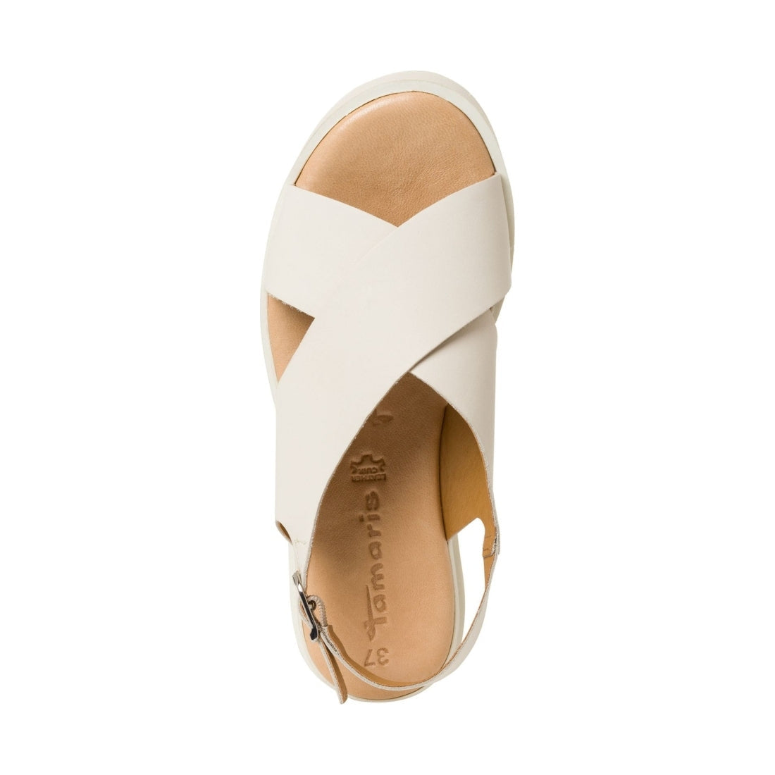 Tamaris womens ivory casual open sandals | Vilbury London