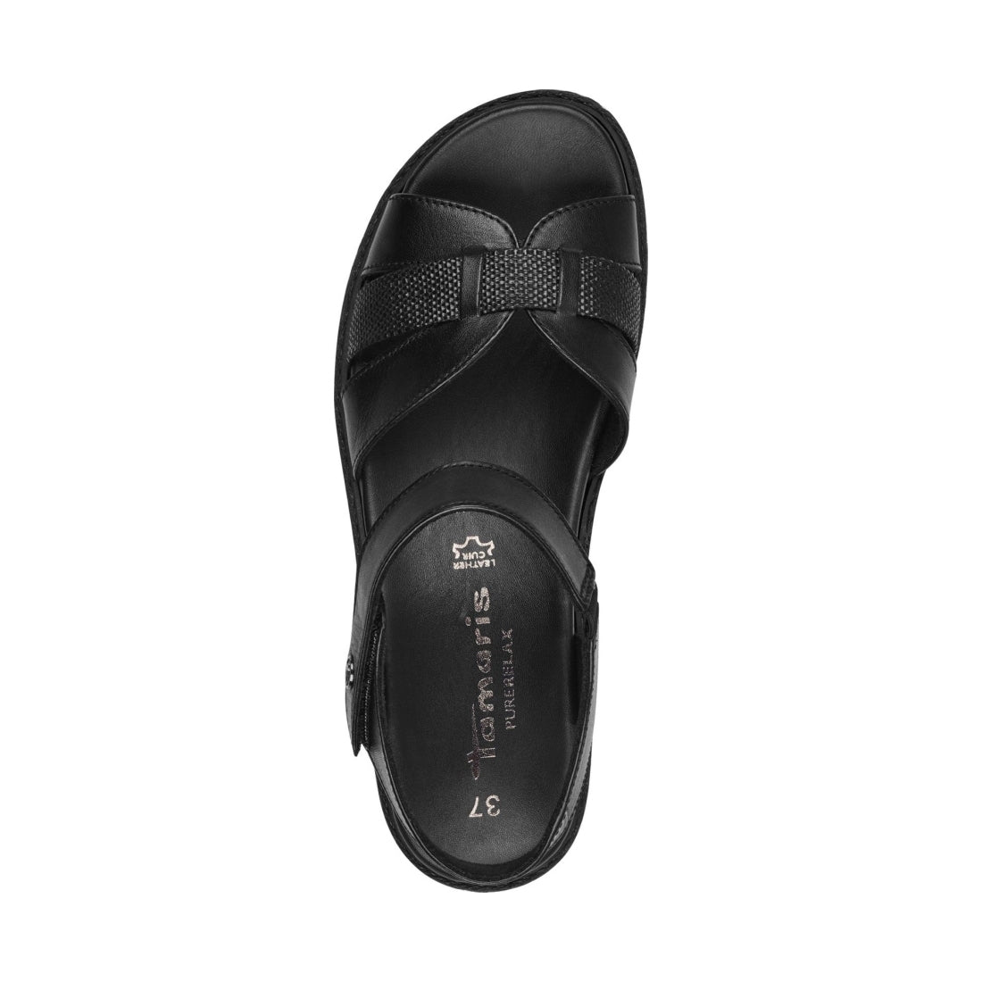 Tamaris womens black casual open sandals | Vilbury London