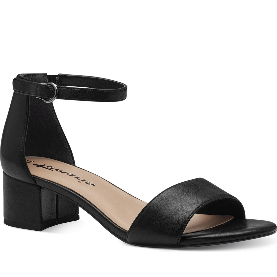 Tamaris womens black matt casual part-open sandals | Vilbury London