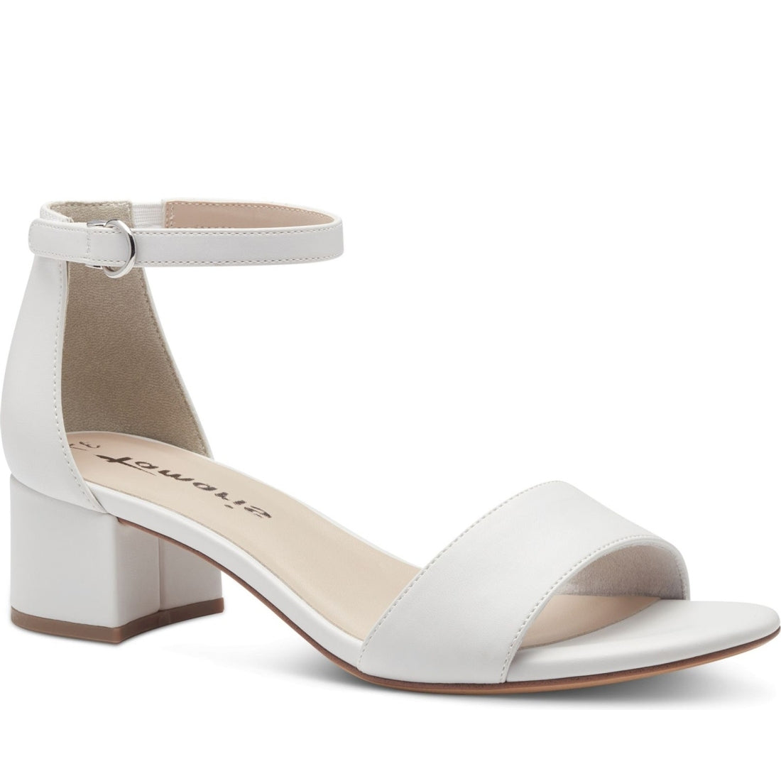 Tamaris womens white matt casual part-open sandals | Vilbury London