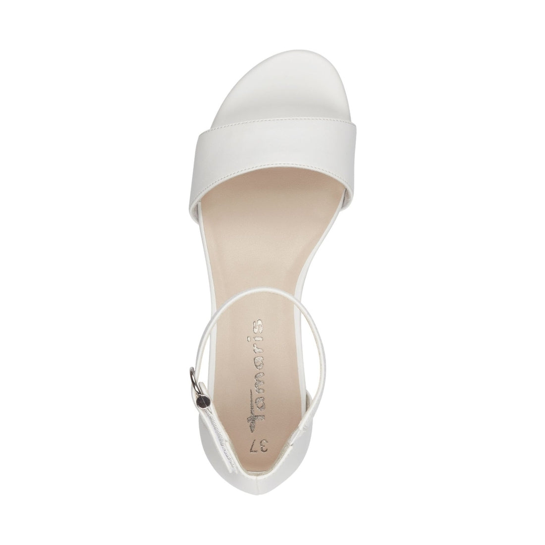 Tamaris womens white matt casual part-open sandals | Vilbury London