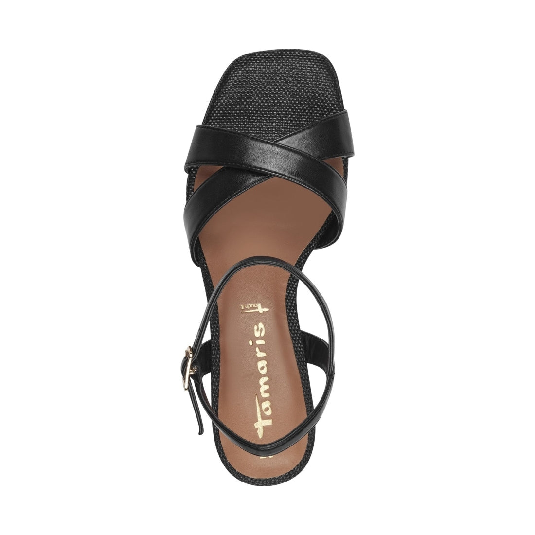 Tamaris womens black elegant open sandals | Vilbury London