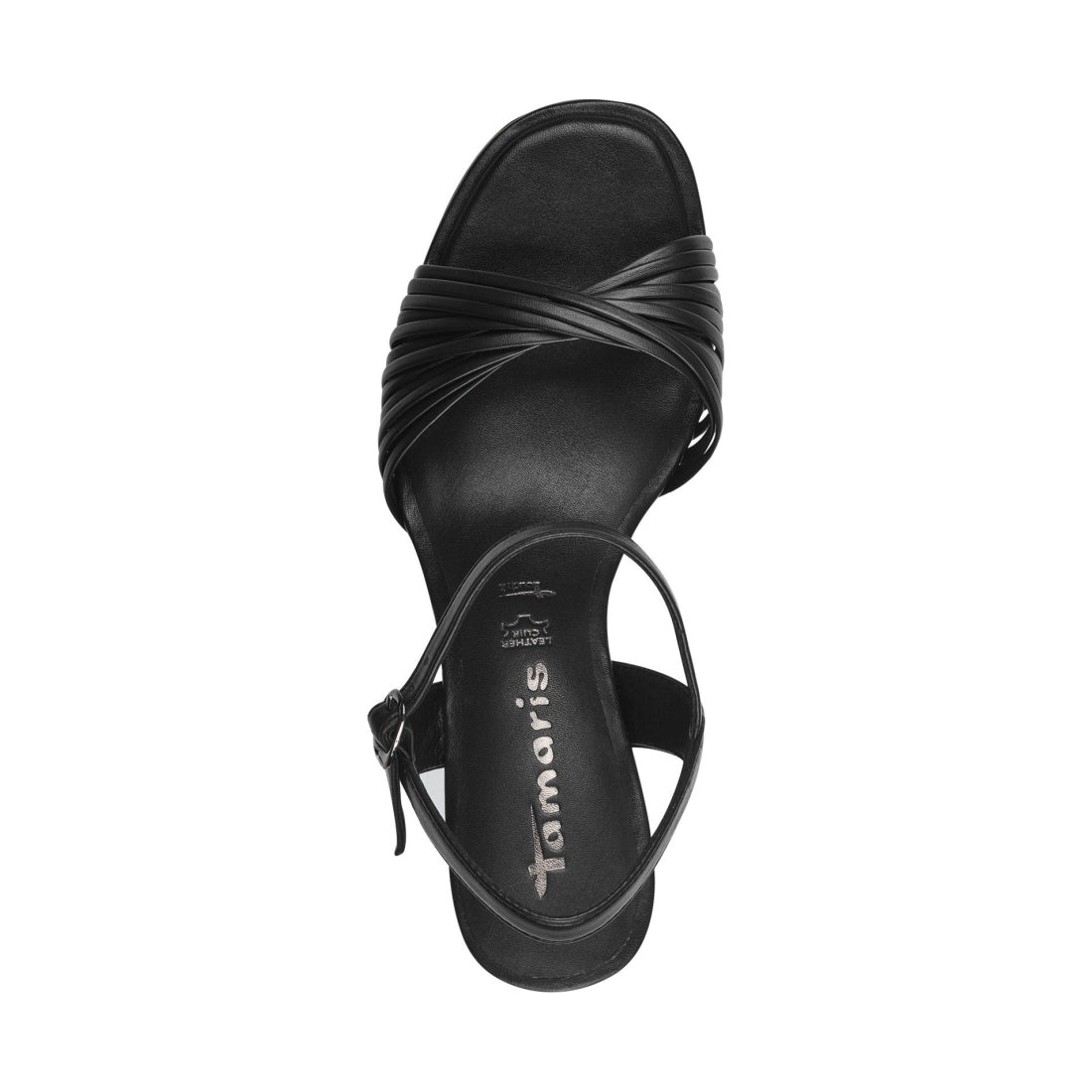 Tamaris womens black elegant open sandals | Vilbury London