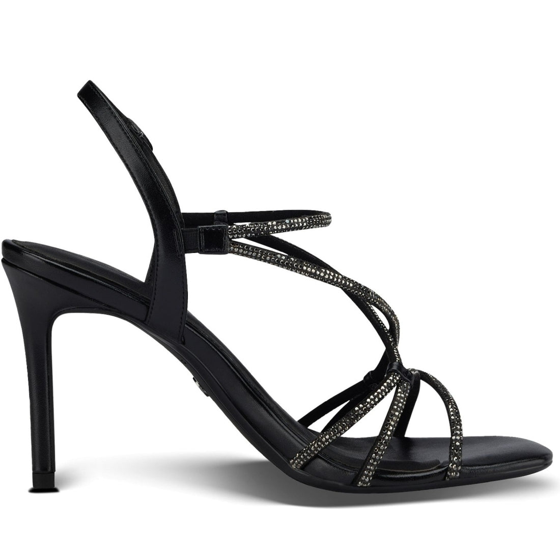 Tamaris womens black metallic elegant open sandals | Vilbury London