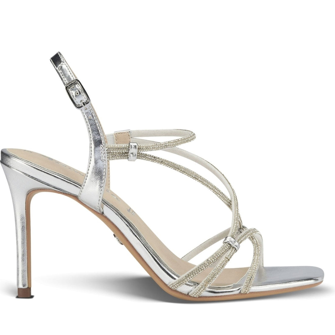 Tamaris womens silver elegant open sandals | Vilbury London