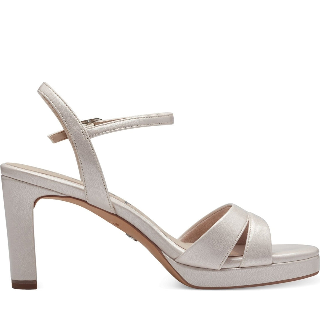Tamaris womens champagne elegant open sandals | Vilbury London