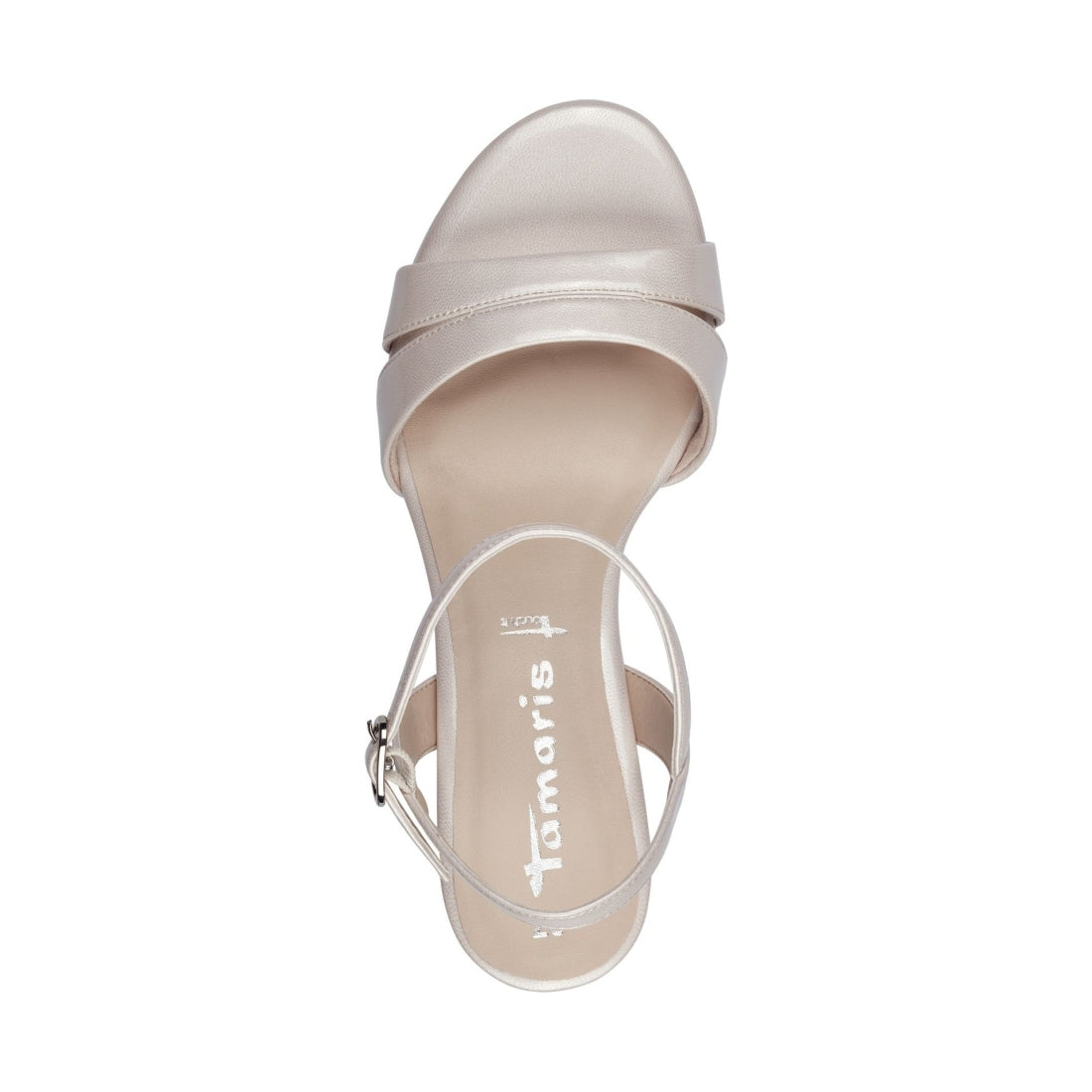 Tamaris womens champagne elegant open sandals | Vilbury London