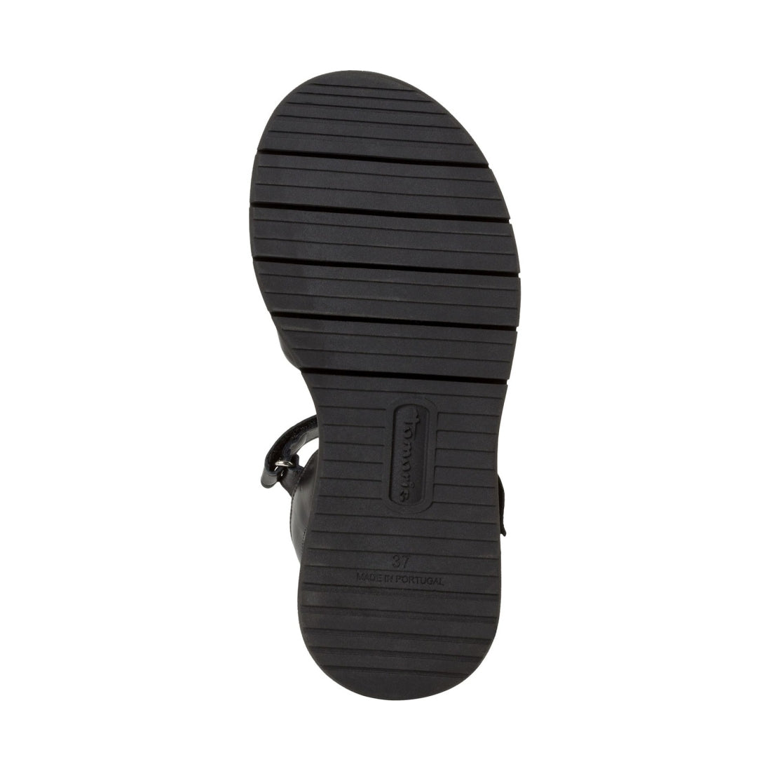 Tamaris womens black leather casual open sandals | Vilbury London