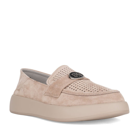 Women's Beige Wedge Loafers