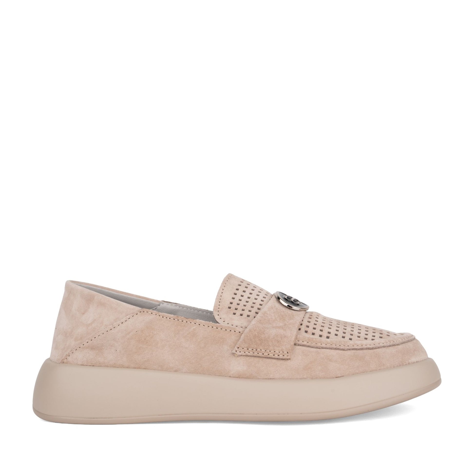 Women's Beige Wedge Loafers