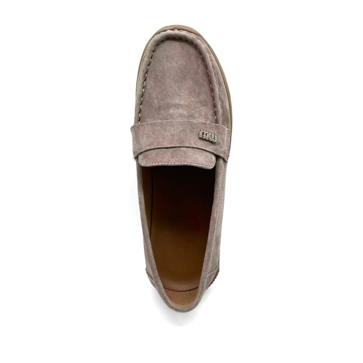 Women's Beige Wedge Loafers