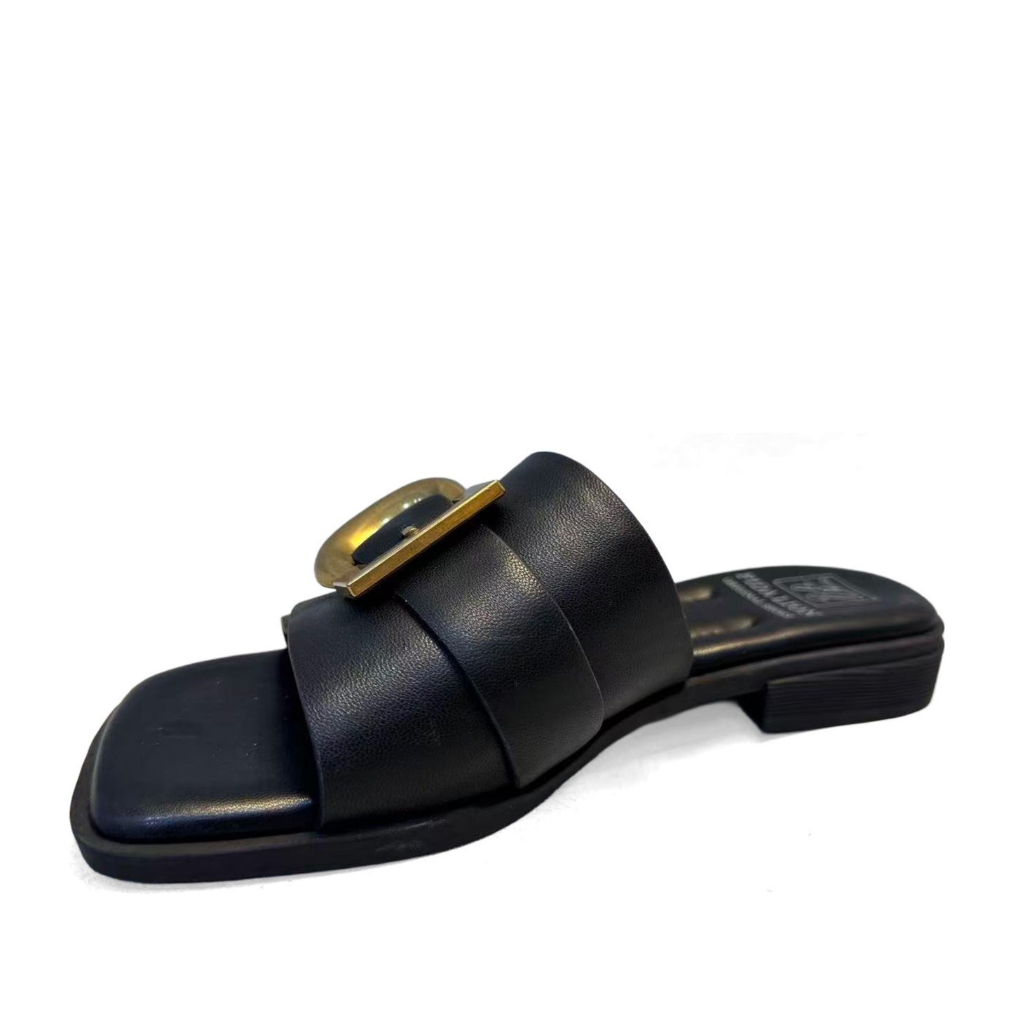 Women's Black Open-Toe Slippers