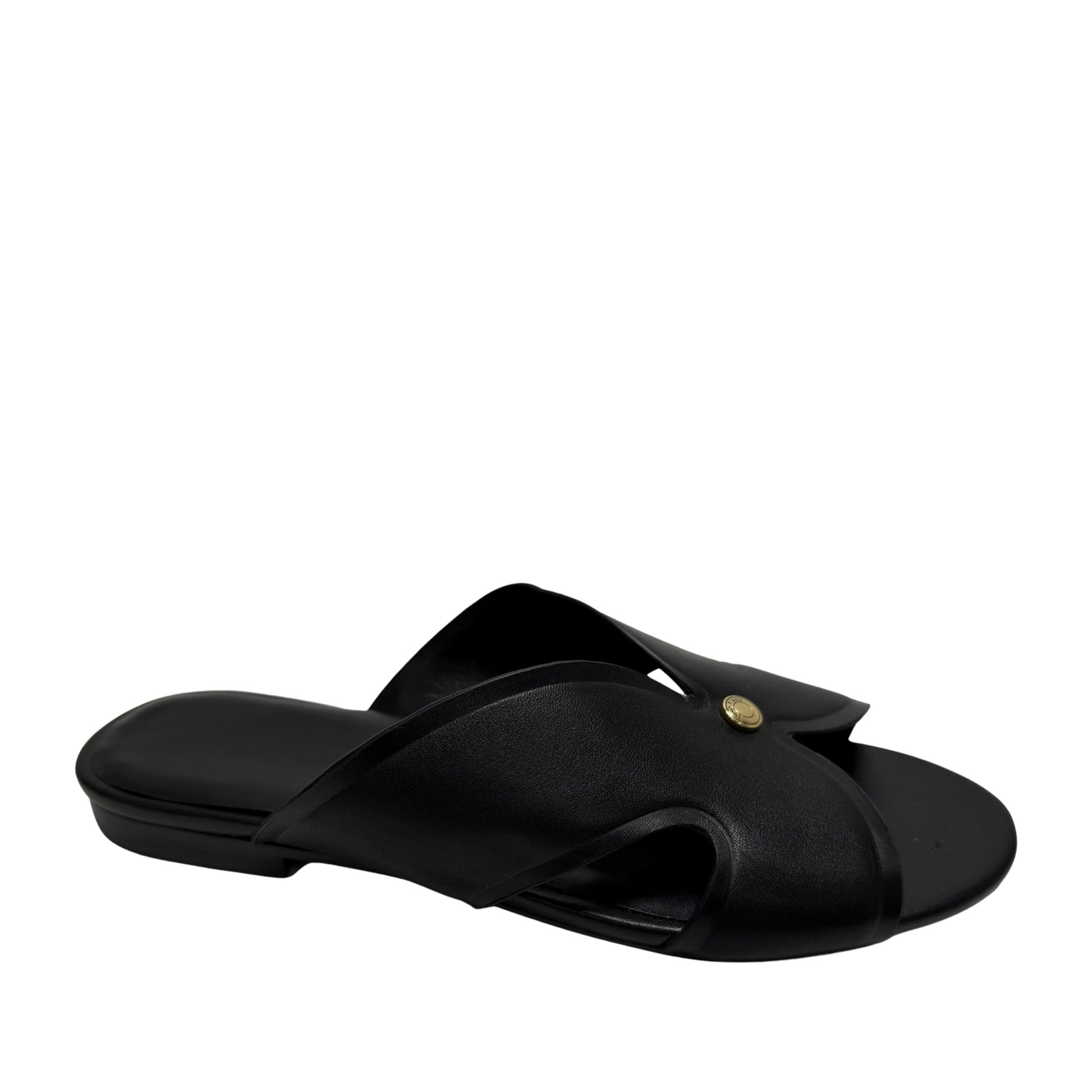 Women's Black Open-Toe Slippers