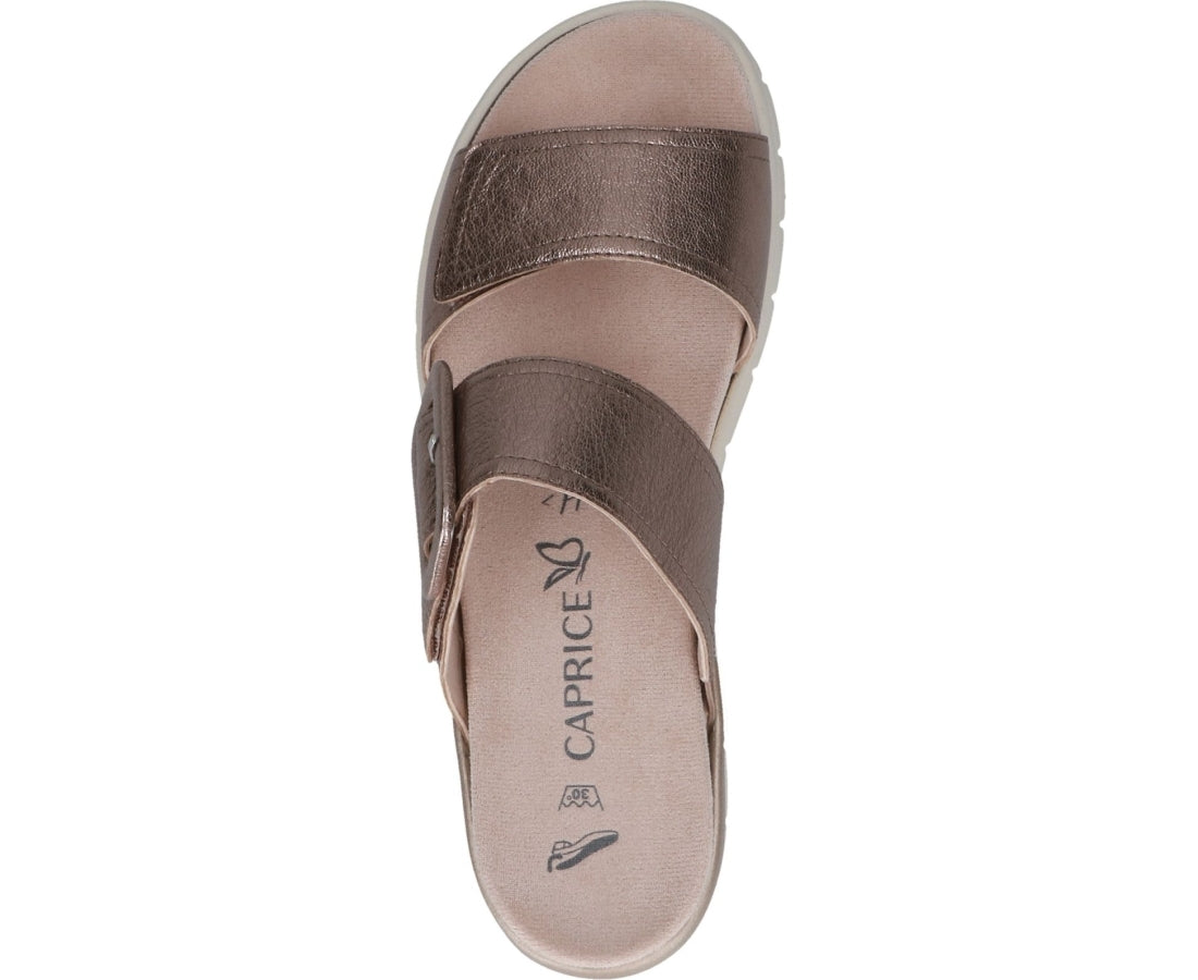 taupe metallic casual open slippers