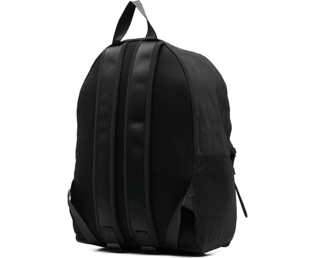 black, rose gold logo casual backpack
