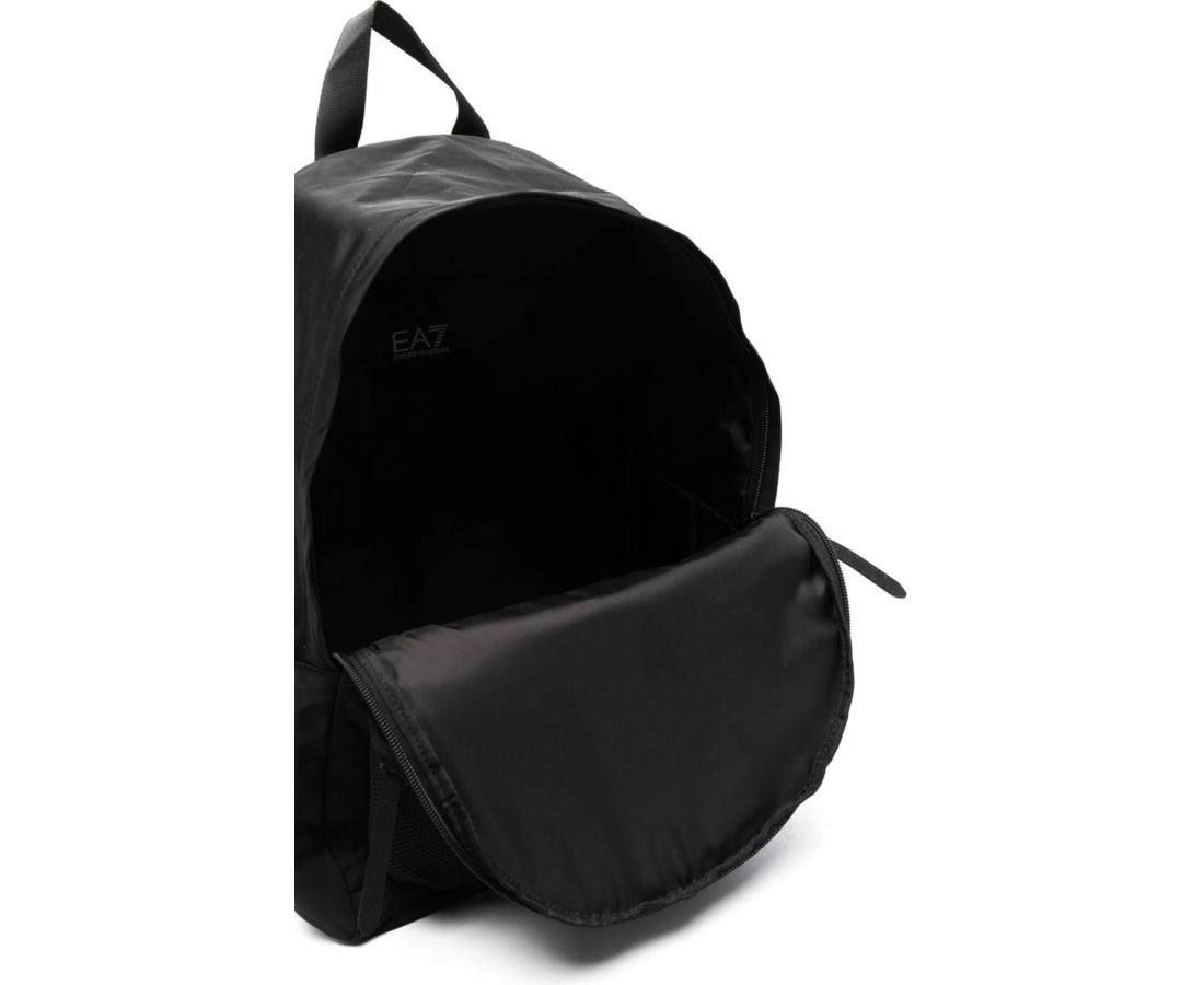 black, rose gold logo casual backpack