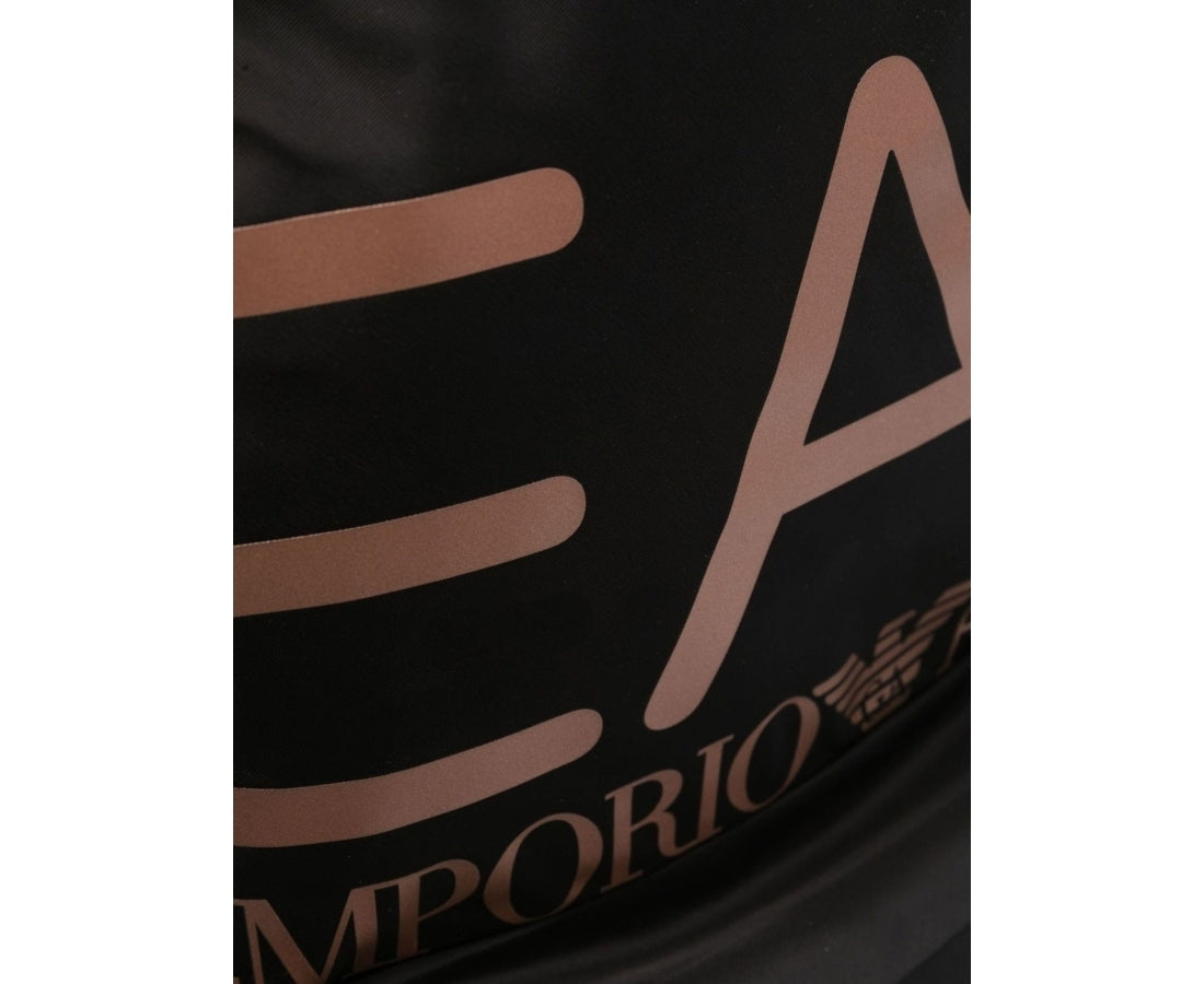 black, rose gold logo casual backpack
