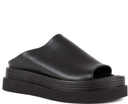 black casual open slippers