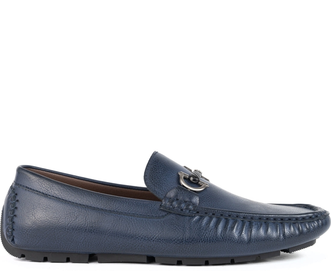 blue elegant closed mocassins