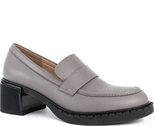 grey elegant closed formal pumps