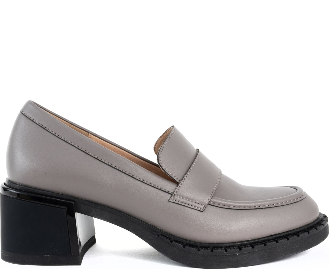 grey elegant closed formal pumps