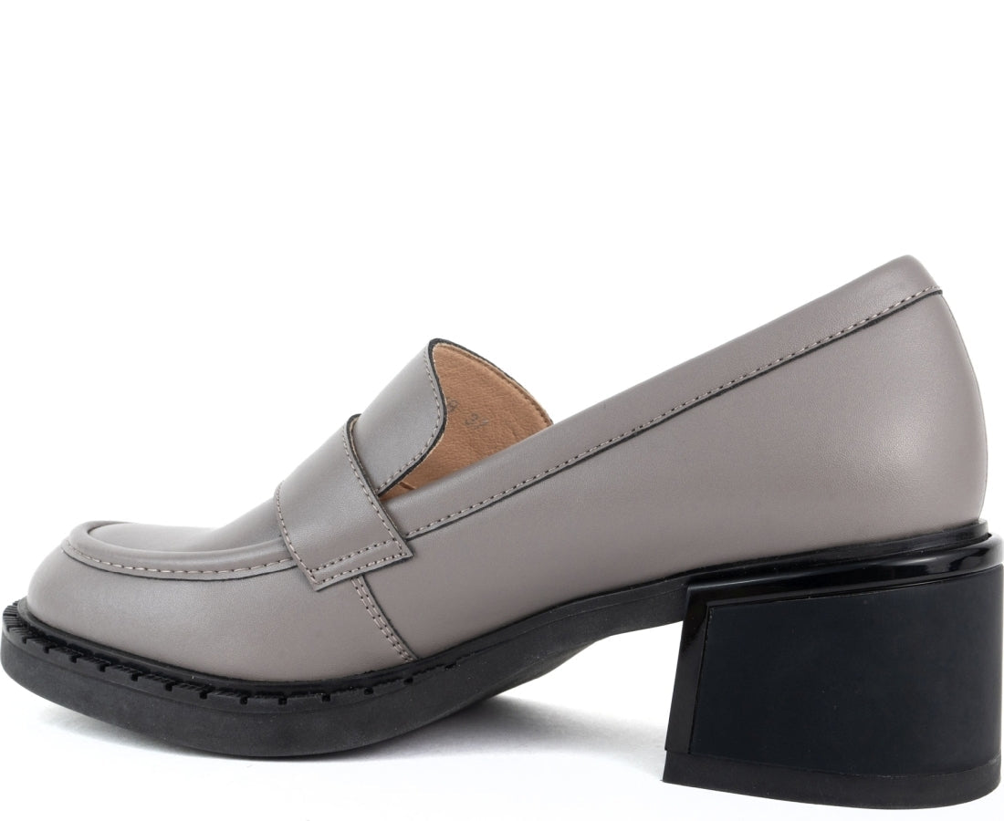 grey elegant closed formal pumps