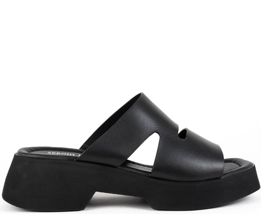 black casual open slippers